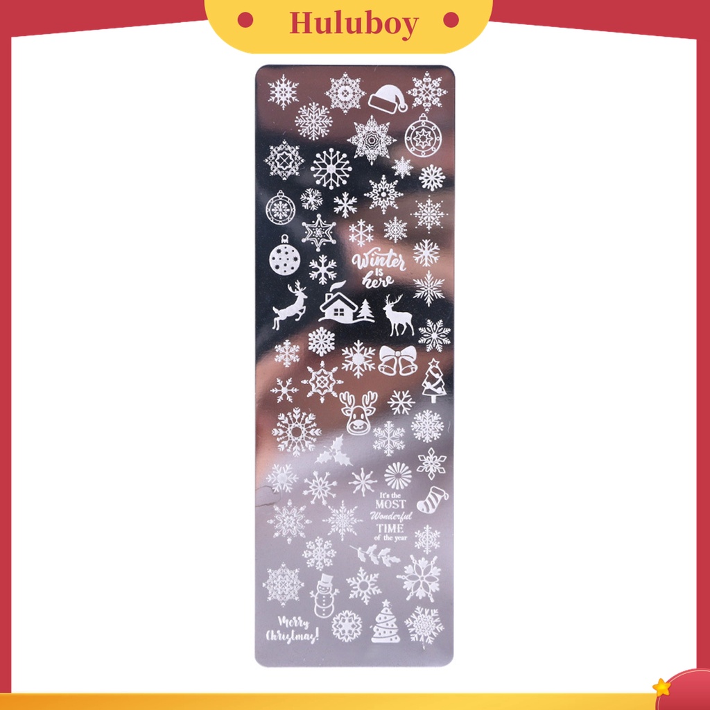 Huluboy Huluboy♡ Plat Stempel Kuku Bahan Stainless Steel Motif Print Bunga / Daun Untuk Manicure / Nail Art DIY