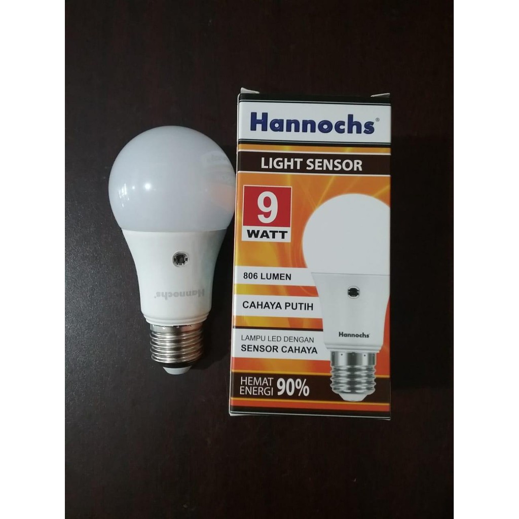 Hannochs - Bola Lampu LED Sensor Cahaya - 9 watt - Cahaya Putih