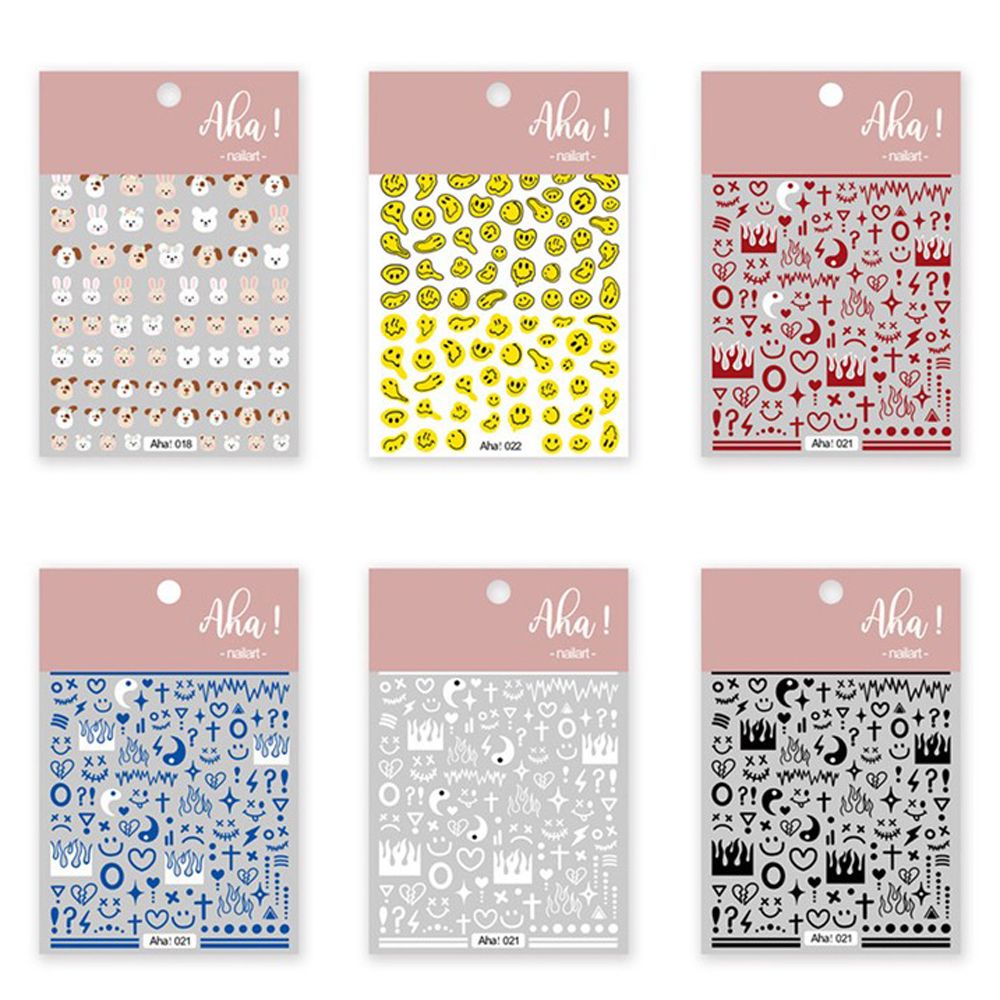 Mxbeauty Stiker Kuku Motif Kartun Kelinci / Anjing / Api / Smiley Multiwarna Untuk Aksesoris Nail Art / Manicure Diy