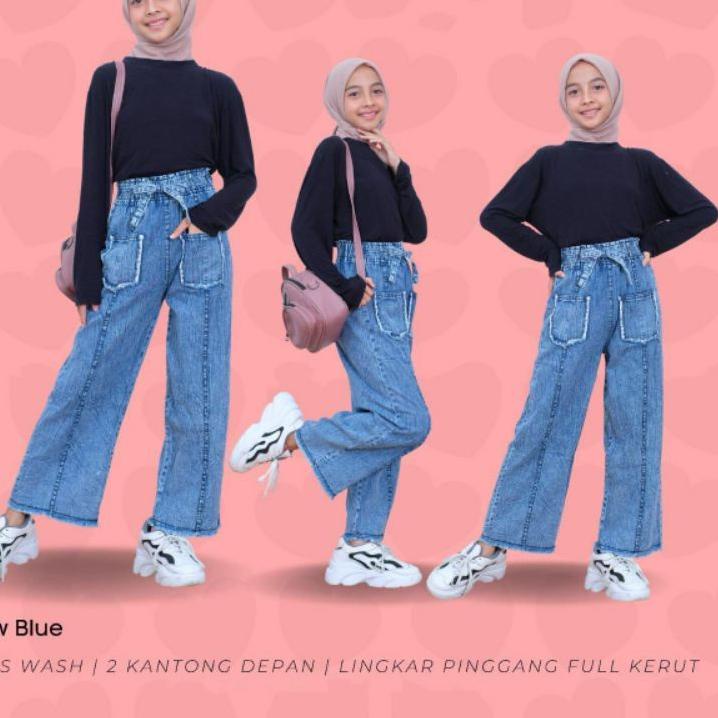 NEW  8.8 Kulot Jeans Anak Usia 4-14 Thn / Celana Kulot Rawis Kekinian Anak Tanggung Bahan Jeans KULO