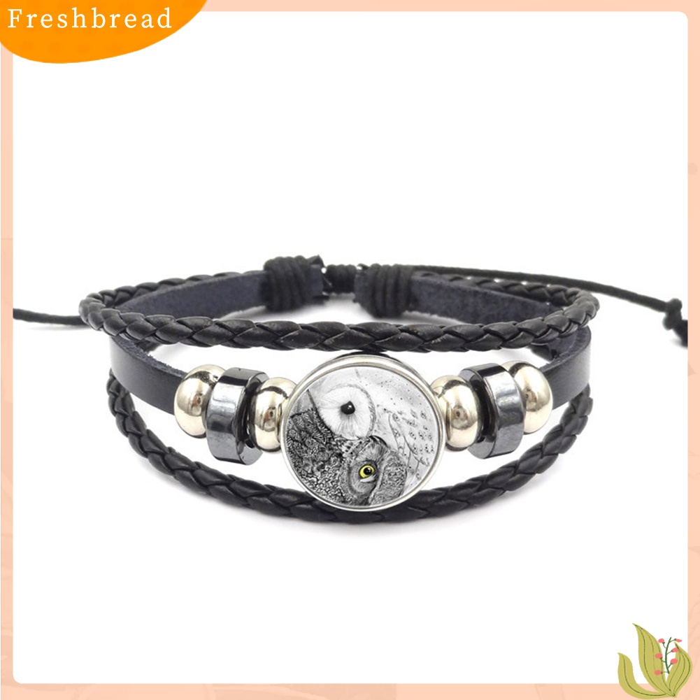 Terlaris Vintage Unisex Yin Yang Pattern Multi-layer Faux Leather Adjustable Bracelet