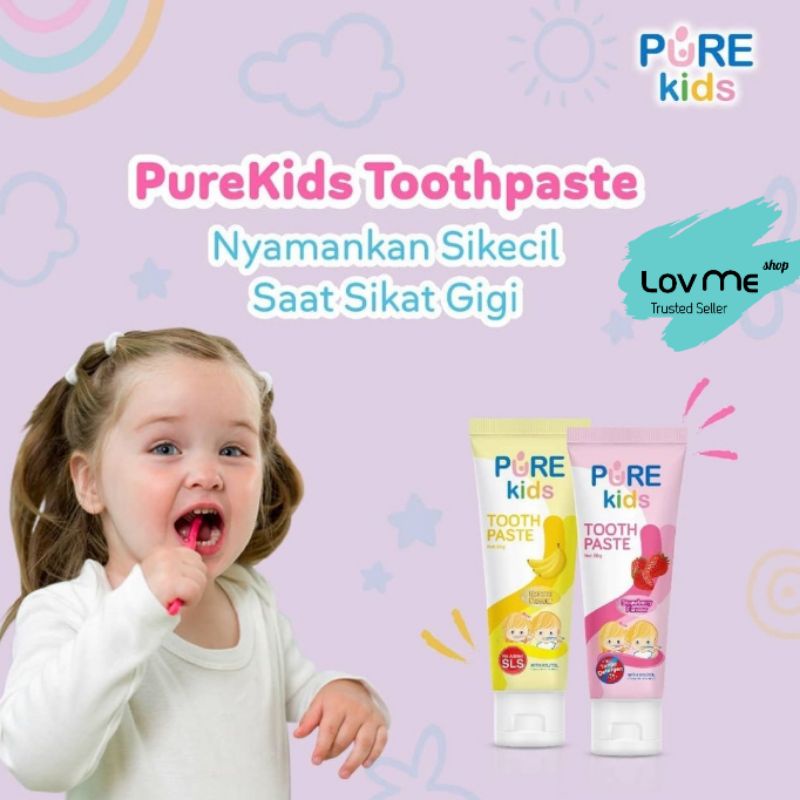 lov me❤ Pure Kids Pasta Gigi Bayi Anak Aman Tertelan Free Fluoride -Free SLS Paraben