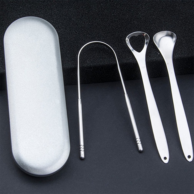 3In1Alat Pembersih Kotoran Lidah / Scraper lidah Alat Sikat Lidah Stainles