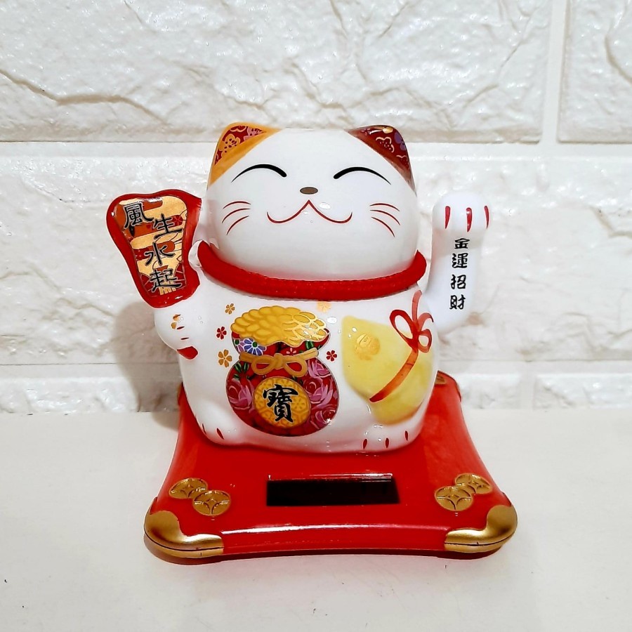 MANEKI PAJANGAN KUCING LUCKY CAT MANEKI NEKO TANGAN GOYANG KADO MURAH