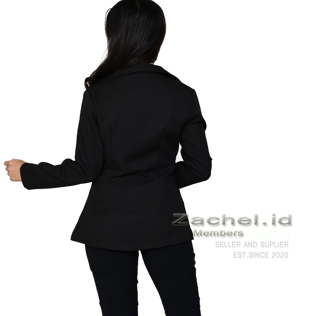 Blezer, Blazer Hitam Wanita Kerja Kantor Formal Lengan Panjang Model Obnaisel atau Rempel