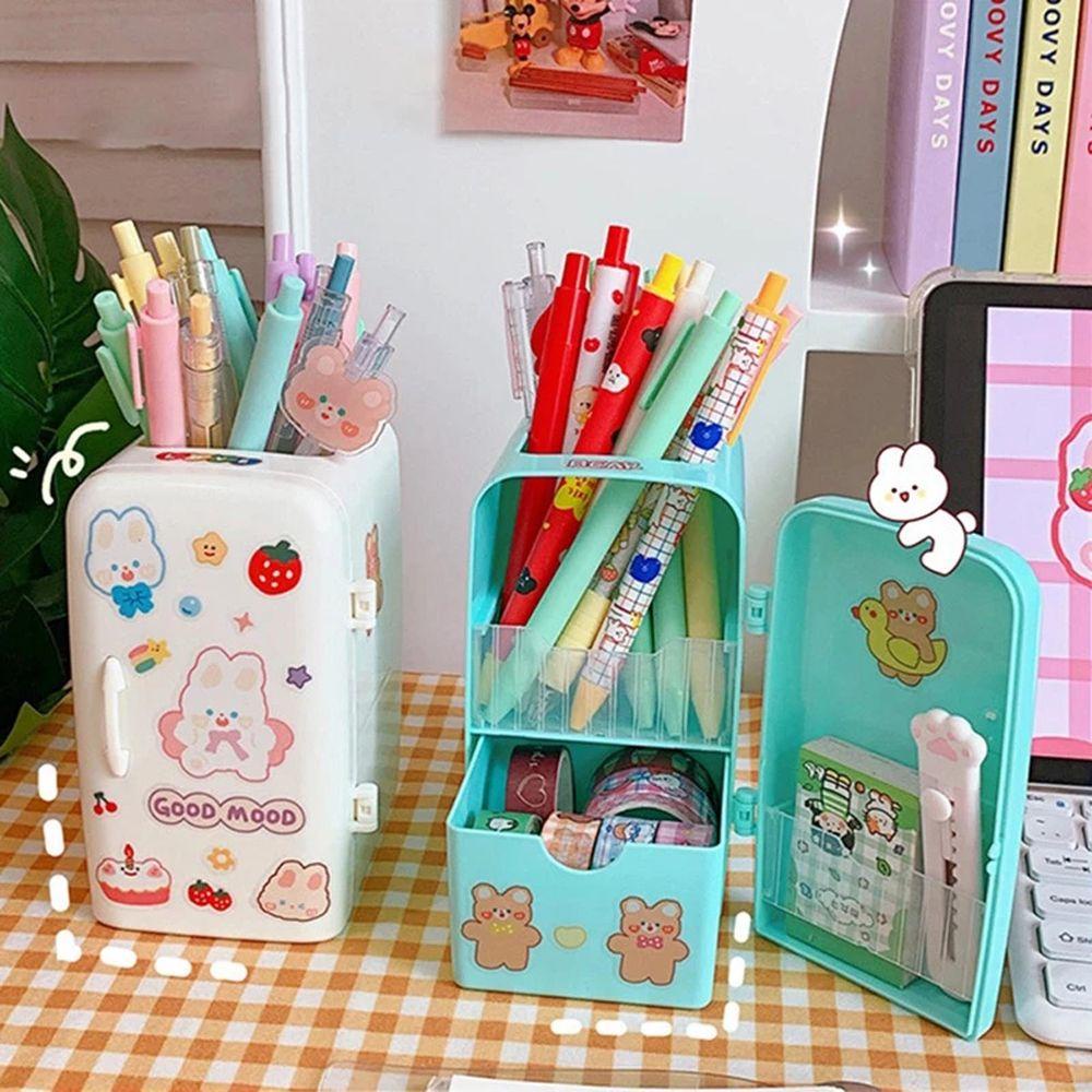 Agustinina Kulkas Tempat Pulpen Aksesoris Meja Perlengkapan Sekolah Kreatif Penyimpanan Tabung Storage Box Kapasitas Besar Desk Organizer