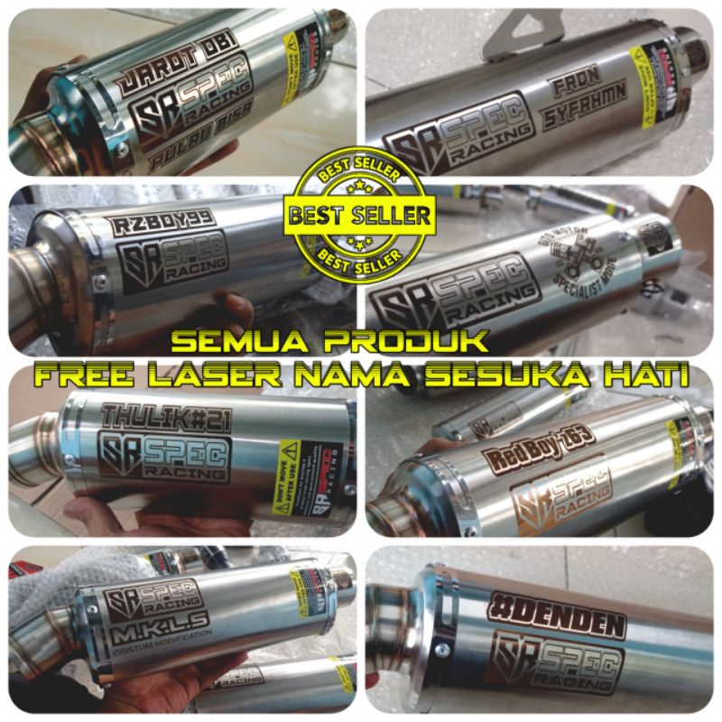silincer knalpot racing original SPEC RACING V3 LONG trioval FREE LASER/TAG NAMA SUKA SUKA, silincer racing-4
