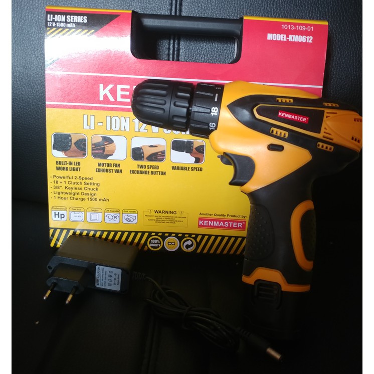 Mesin Bor Baterai Cordless Drill Kenmaster 12V
