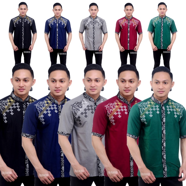 Baju koko dewasa lengan pendek warna terbaru koko bordir pria koko batik murah koko laki laki muslim