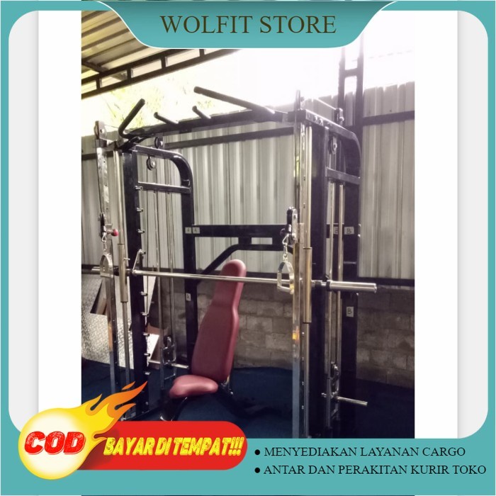 Smith Machine Plus Cable Crossover/Cablecrossover Plate + Bangku