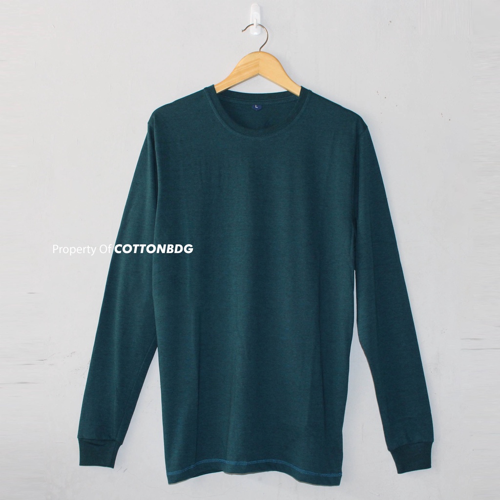 KAOS POLOS TEAL TRITONE PRIA WANITA LENGAN PANJANG UKURAN S-XL BAHAN THREETONE 30S ORGINAL