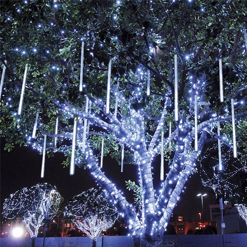 30cm 8 Pcs Outdoor Waterproof Meteor Shower 8 Tubes LED String Lights For Street Decoration / Christmas Wedding Party Light Decoration / Decorative Night Light For New Year, Party, Wedding, Patio Yard Trees