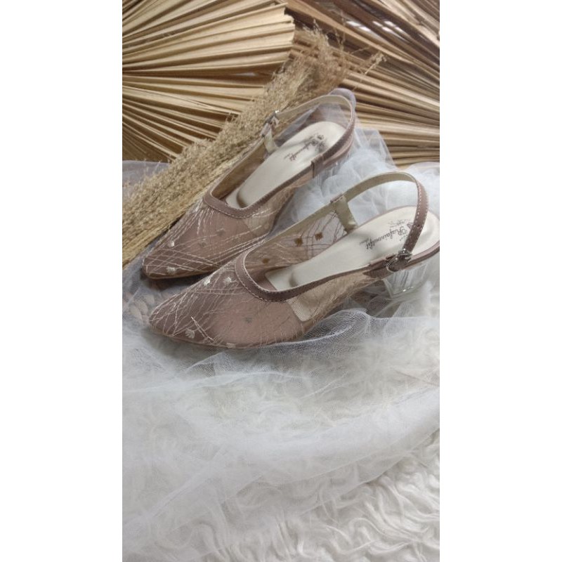 clarisaa mocca Lace brukat 5cm hak kaca