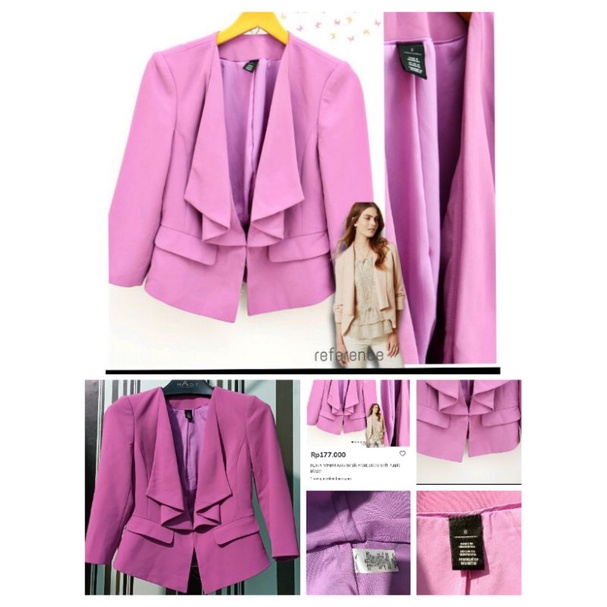 Blazer Wanita RL 875 WHBM Assmetris Front Drape Soft Purple Original Branded