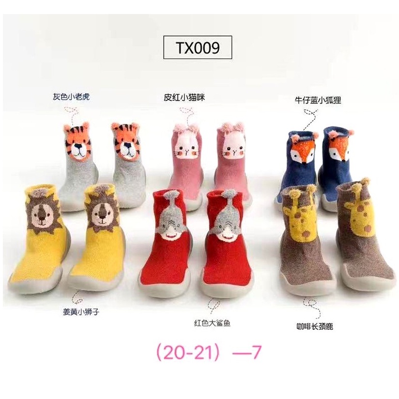 Skidder Kaos Kaki / Sepatu Bayi Prewalker Motif Animal Alas Karet -bonanzababy