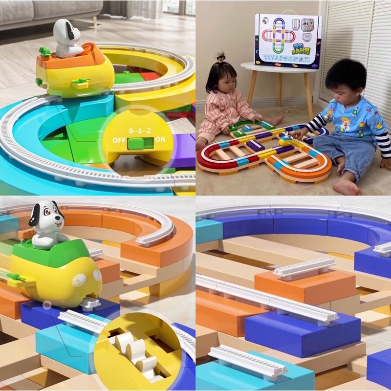 diy assembly car rail tracks mainan hits korea interlocking brick toys