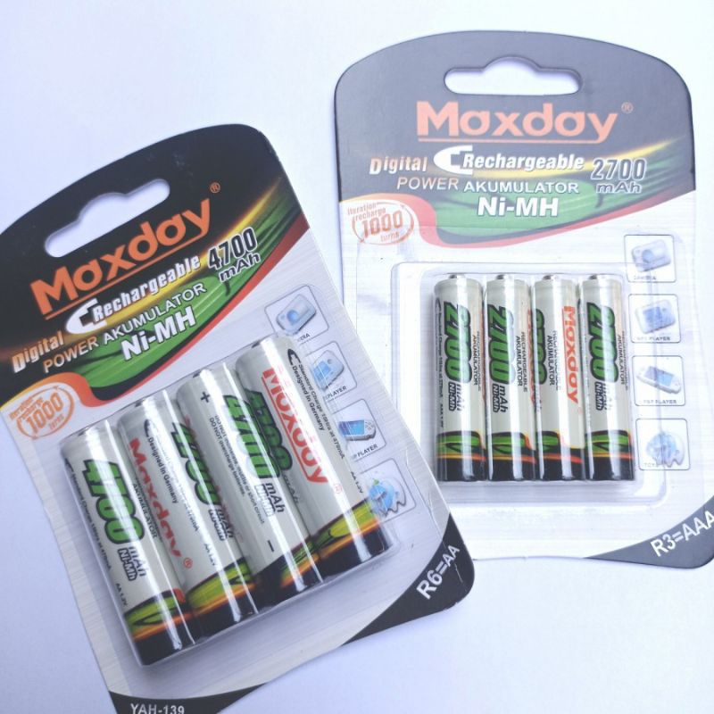 BATRE MAXDAY AAA 2700mAh / AA 4700mAh 1,2v batre charger isi ulang - AA 4700 mAh