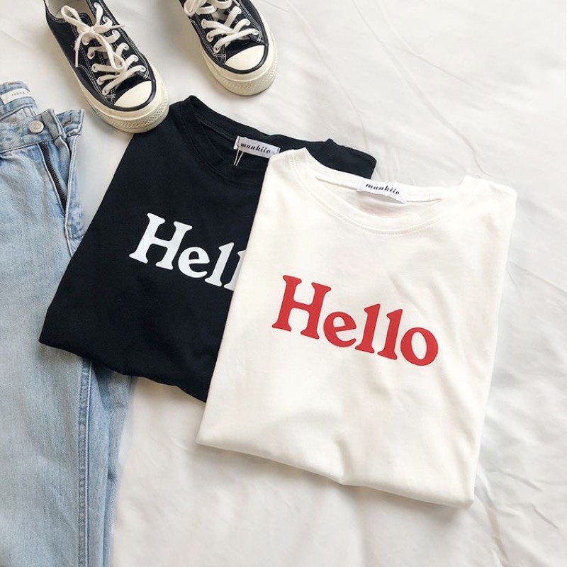 KAOS PENDEK HELLO SIZE S - XXXL (UNISEX - BISA UNTUK CEWE DAN COWO)