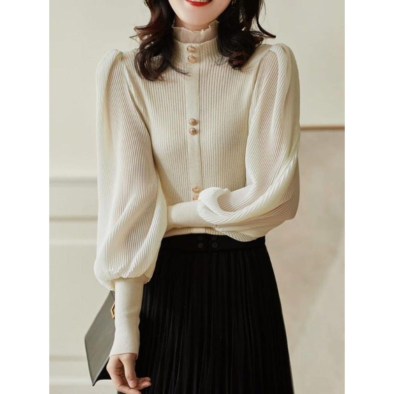 MDLV ~ K1654 DARCY PLEATED SLEEVE KNIT TOP KOREA BLOUSE CEWEK BLOUSE RAJUT PREMIUM FASHION IMPORT