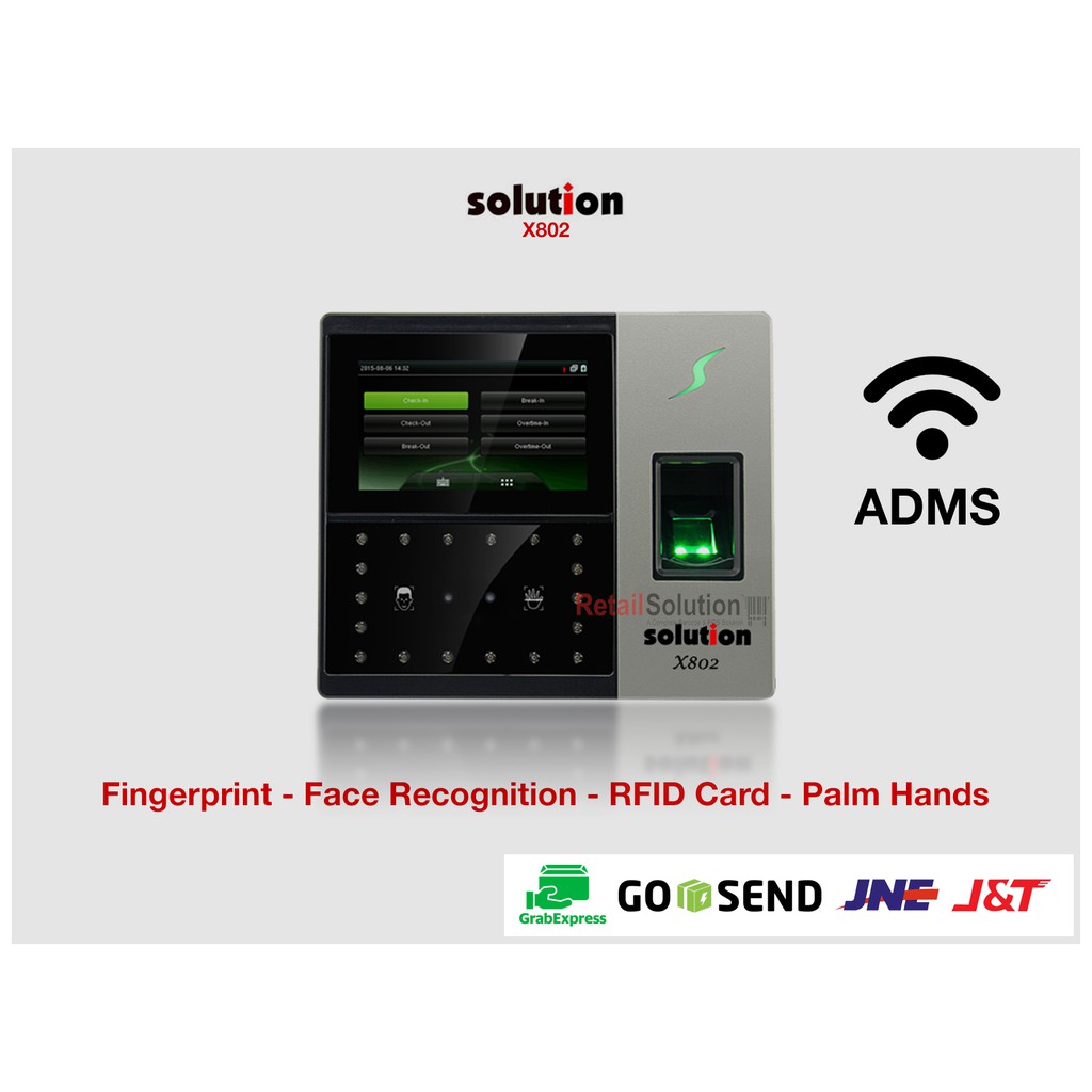 Solution X802 Wireless - Mesin Absensi Sidik Jari Wajah RFID Palm