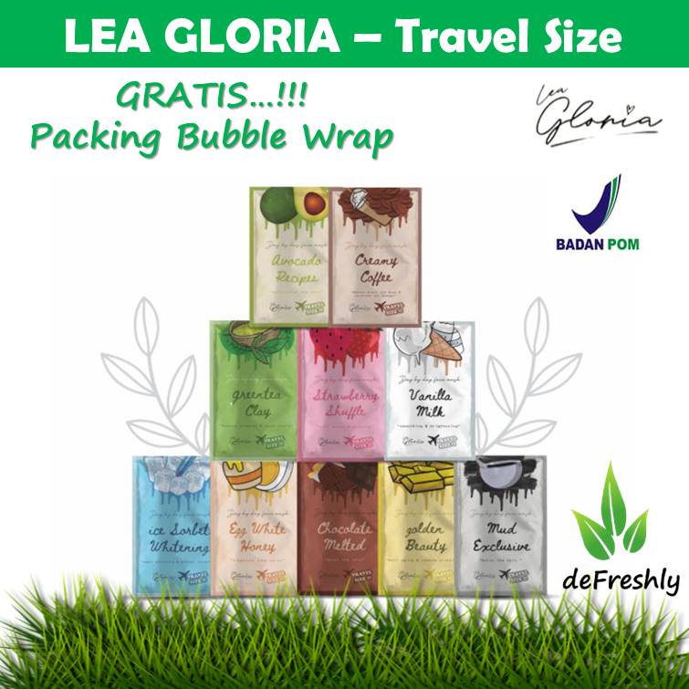 Masker LEA GLORIA Travel Size 10gr (Face Mask Lea) BPOM 10gram mini Masker Wajah Bubuk by LEA