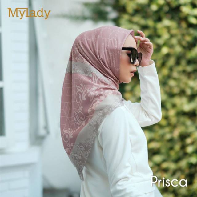 HIJAB MY LADY JILBAB PRISCA SIGNATURE FLEX KERUDUNG SEGI EMPAT MOTIF ORI