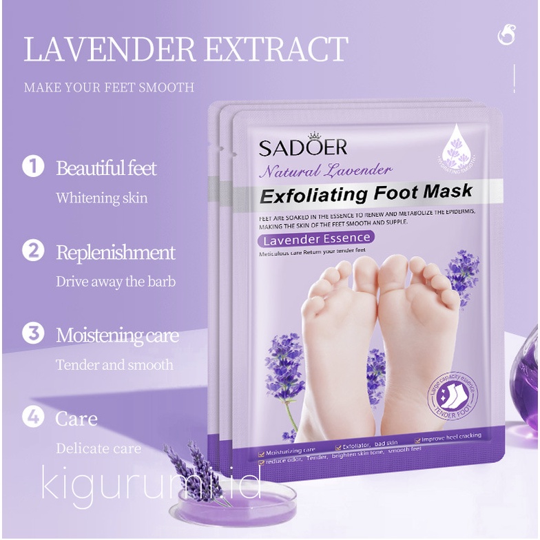 SADOER Masker Kaki Lavender Foot Mask Exfoliating Kelupas Kulit Mati EM030