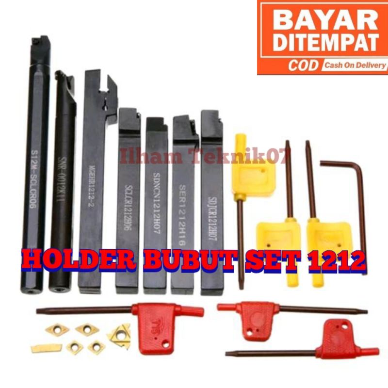 Holder Bubut Set Pahat Bubut 1212 12mm Mesin Bubut BV20 Set Insert