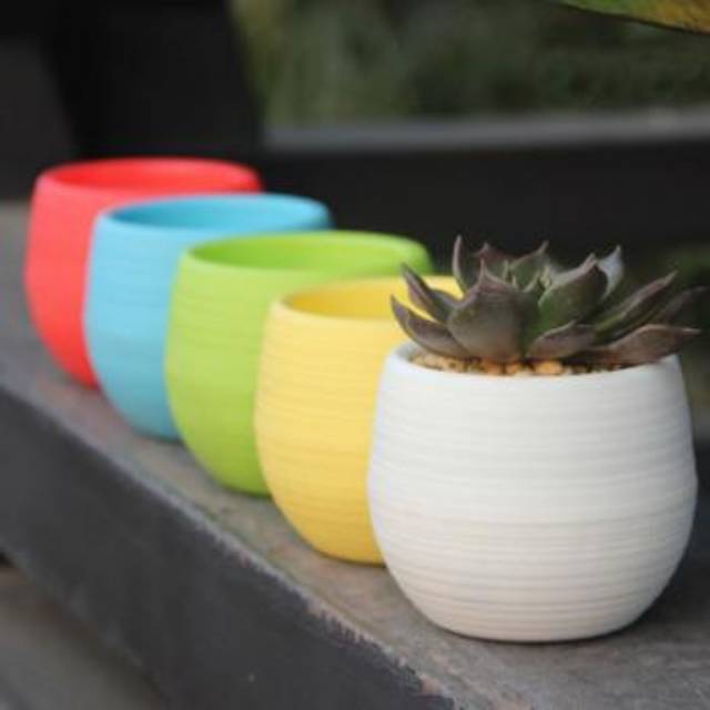 Pot Bunga Plastik Pot Tanaman Hias Warna Warni - 1pcs