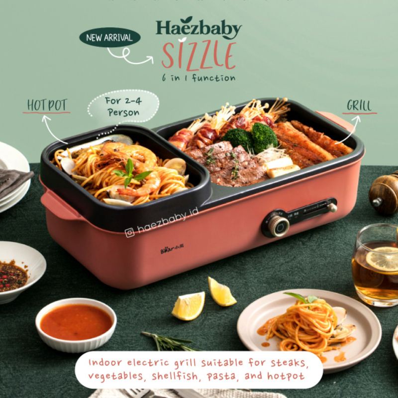 Haezbaby Sizzle  Electric Grill Shabu Shabu Hotpot Cooker Garansi Resmi