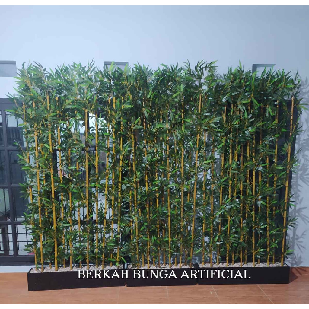 Bambu Partisi 2 Meter Artificial Tanaman Hias Tirai Bambu Penyekat Pembatas Ruangan Bunga Pojok Poho