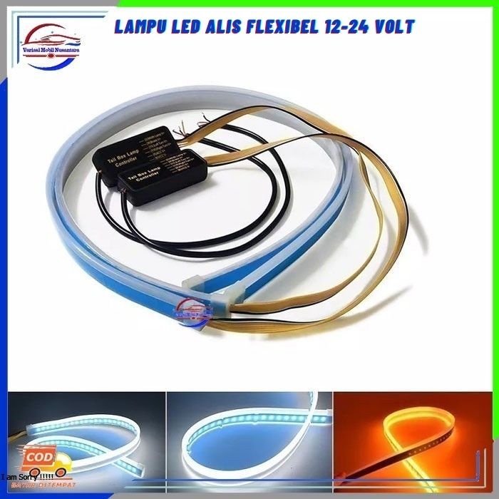 Lampu Variasi Led Alis Depan Mobil Drl Flexible Flexsibel Variasi Mobil Unifersal Truk 12-24 Volt