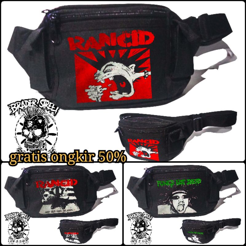 waistbag,tas selempang,tas pinggang,tas punk rancid,tas punk not dead,wastbag punk not dead