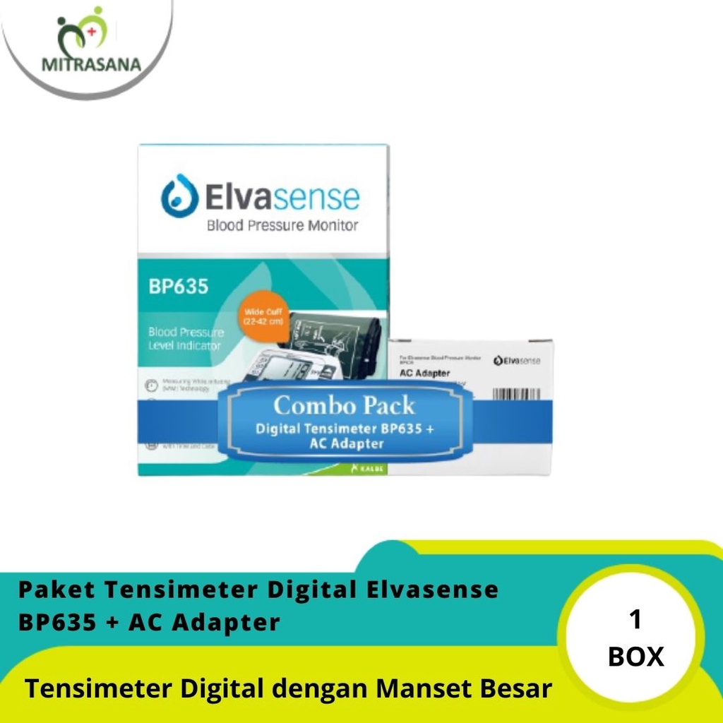 Paket Tensimeter Digital Elvasense BP635 + AC Adapter