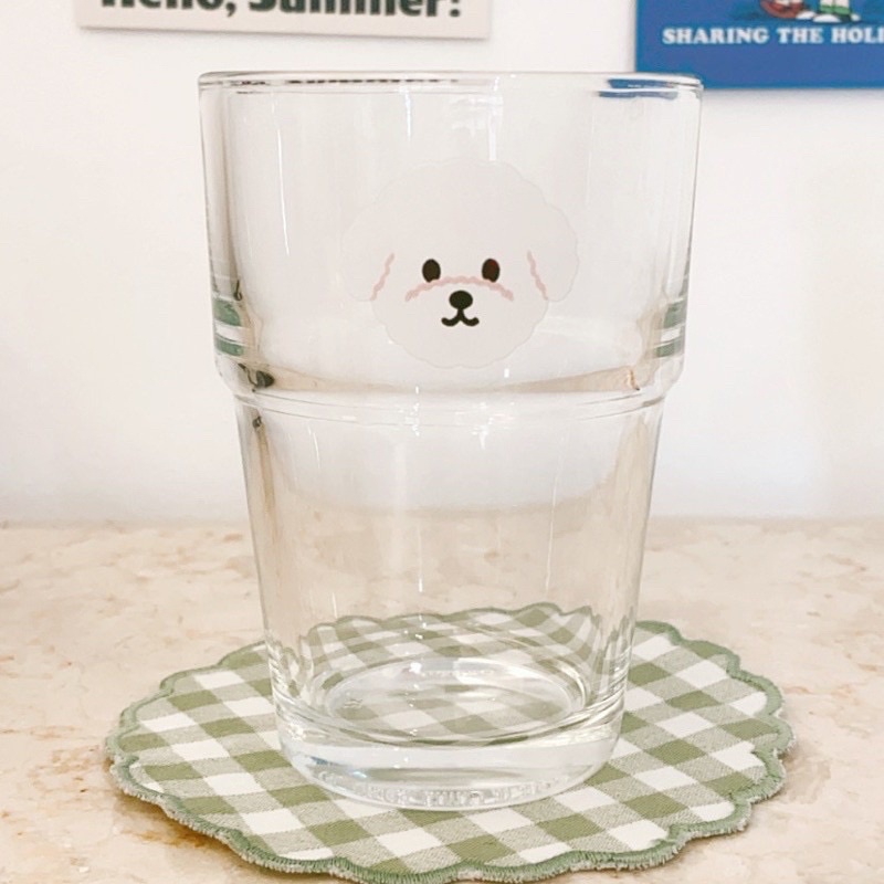 GELAS KACA ESTETIK BICHON PUTIH DAN POPSOCKET HP