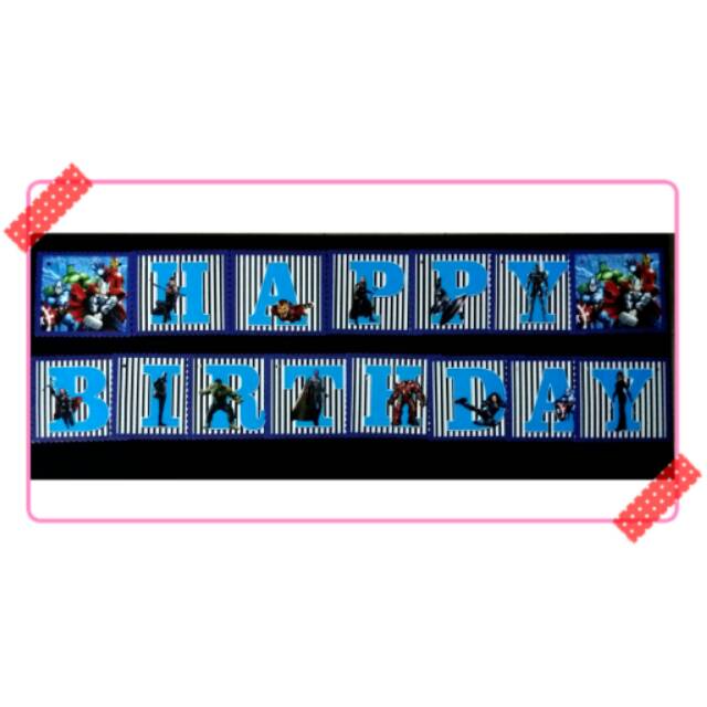 Banner flag happy birthday ulang tahun karakter avenger avengers