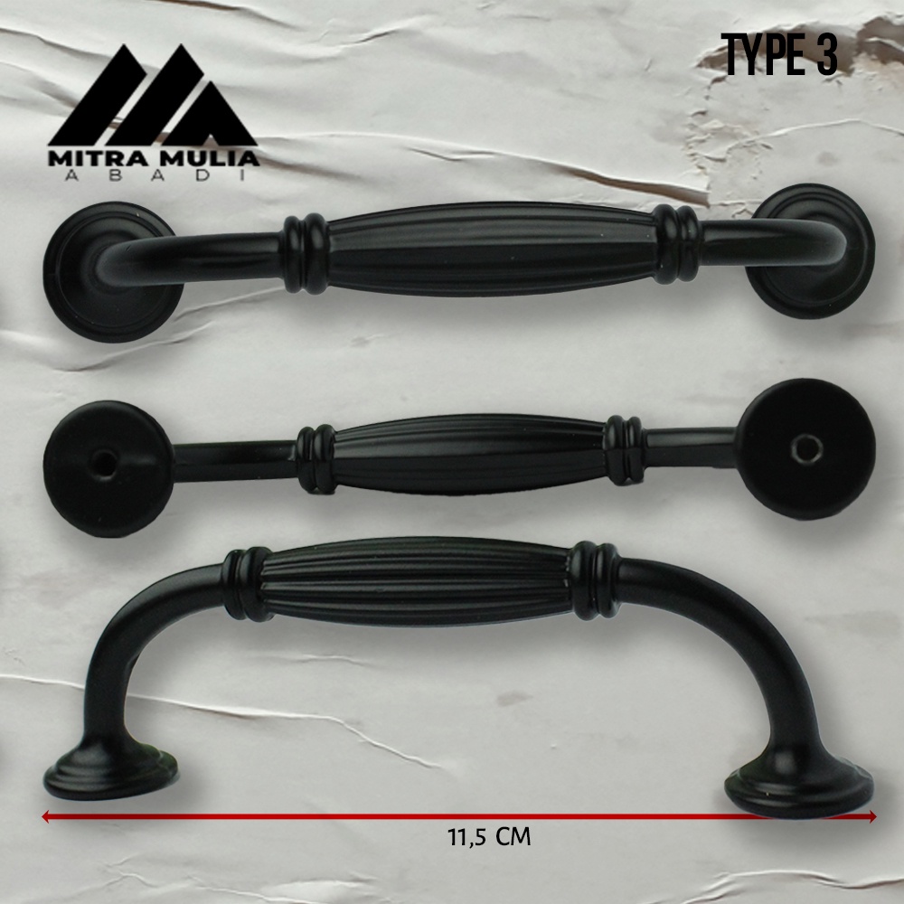 Tarikan Laci Coating Hitam | Handle Gagang Pintu Lemari | Handle Laci