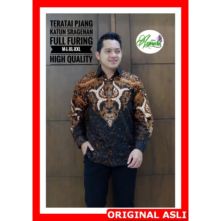 PROMO BATIK PREMIUM MODERN KEMEJA BATIK SOLO Lengan Panjang Lapis Furing Asmara Teratai wisnu krishn