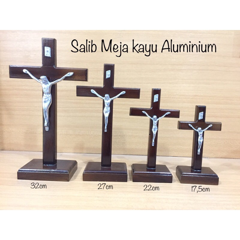 Salib Meja kayu Aluminium - Salib katolik
