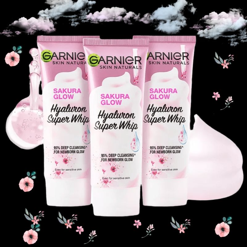 ☃Cutezz_Ching1☃Garnier Sakura Glow Hyaluron Super Whip Deep Cleansing