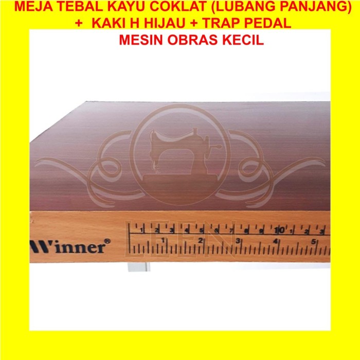 Meja TEBAL &amp; Kaki H Hijau Trap Pedal SET Mesin Jahit Obras Kecil LEEN