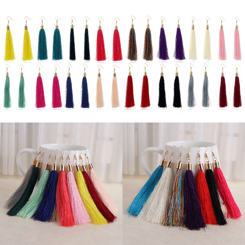 SIY  16 Pairs/Bag Tassel Earrings Women Jewelry Long Drop Bohemian Dangle Mixed Color