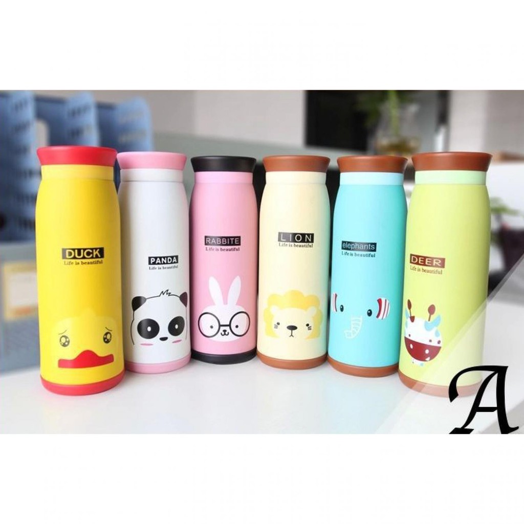 Colourful Cute Cartoon Thermos Insulated Mik Water Bottle 500ml