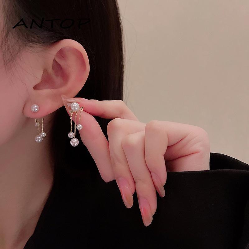 Anting Tusuk Gantung Sterling Silver 925 Hias Mutiara Untuk Wanita