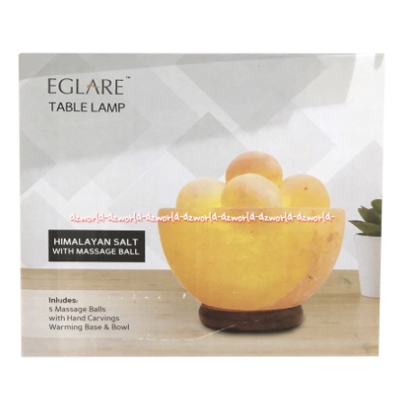 Eglare Table Lamp Himalayan Salt with Massage Ball Alat Terapi Kesehatan Eglar Lampu Himalaya oren Orange