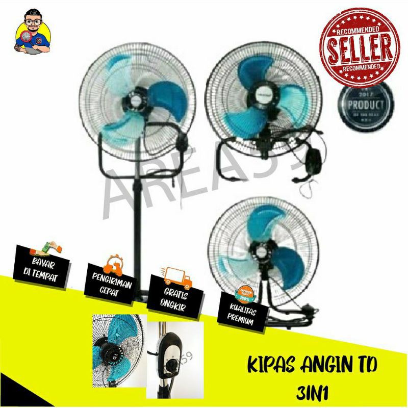 Kipas , Kipas tornado ,  Baling Baling Besi  , 18&quot; 3in1 murah