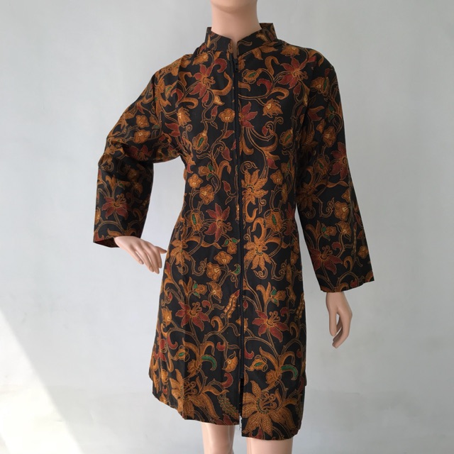 Tunik dress lengan panjang batik tulis furing katun wanita murah