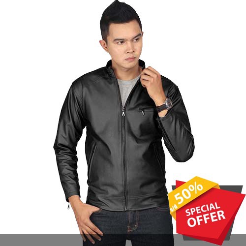 Jaket Pria Model Resmi /Jaket Casual Kantor, Jaket Kulit Pria Garut, Jaket Kulit Casual - Hitam