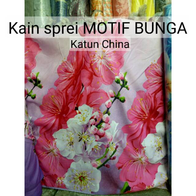 BAHAN KAIN SPREI MOTIF BUNGA CANTIK PREMIUM / KAIN SPREI BAHAN KATUN CHINA PE / SPREI MURAH (METER)