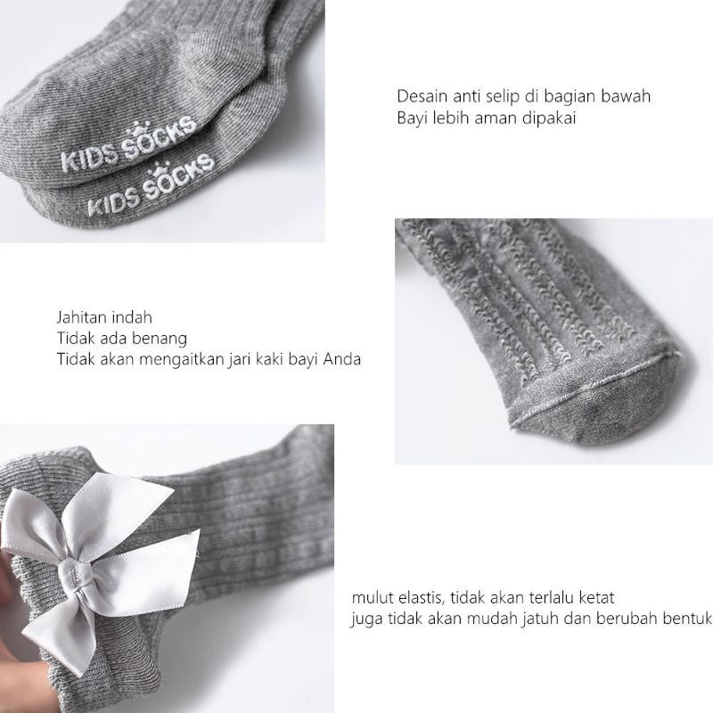 Kaos Kaki Panjang Bayi Anak Pita Balita Long Baby Socks Pita